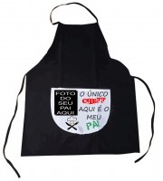 Avental Oxford preto com bolso branco ref. AV-5595